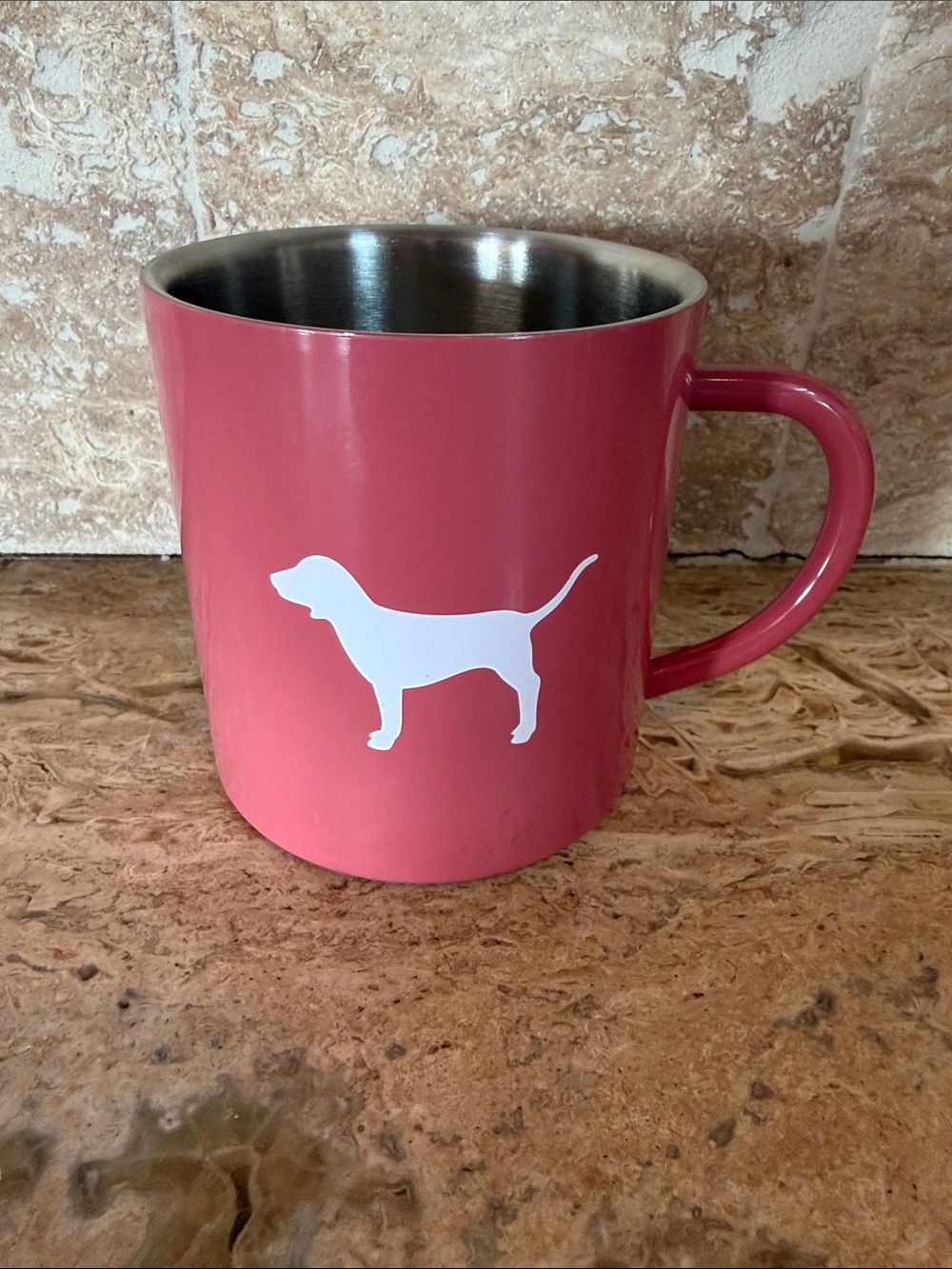 PINK Victoria's Secret Pink Dog Silhouette Stainless Steel Mug